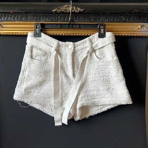 Iro ivory belted tweed shorts size 40